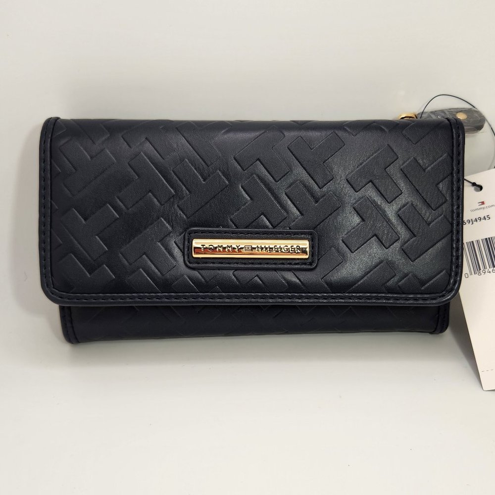 Tommy Hilfiger Genuine Leather Wallet, Navy Blue - New with Tags
